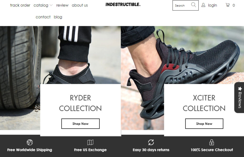 dropshipping store example indestructable shoes