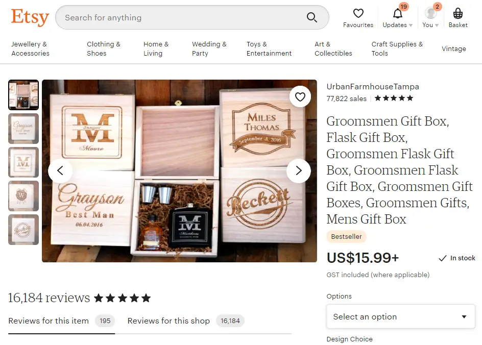 handmade gift box for groom