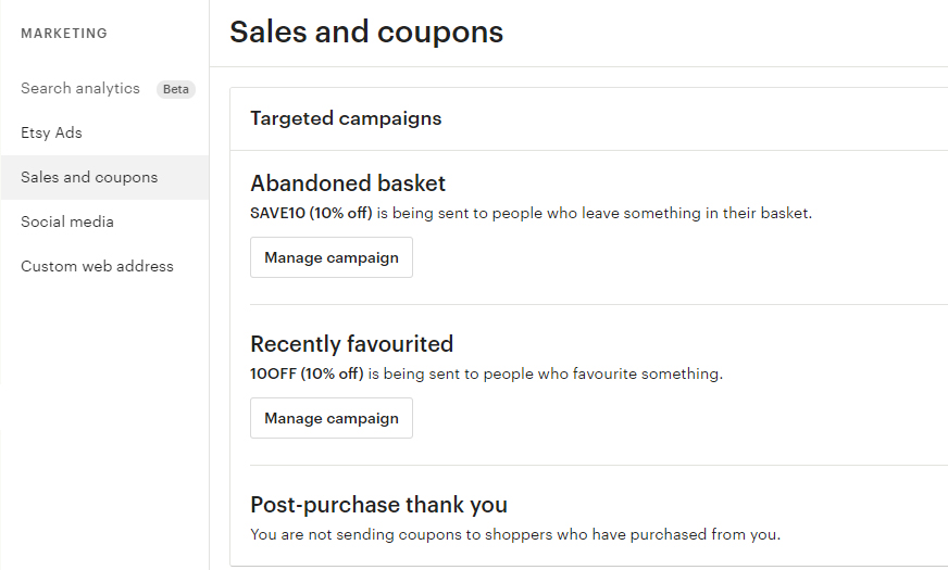 etsy sales and coupons